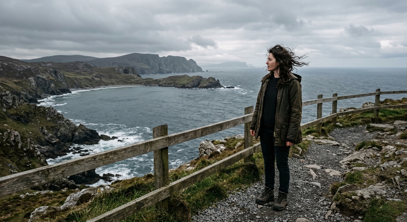 A traveller looking out over the coast